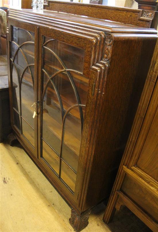 1950s oak 2 door glazed bookcase